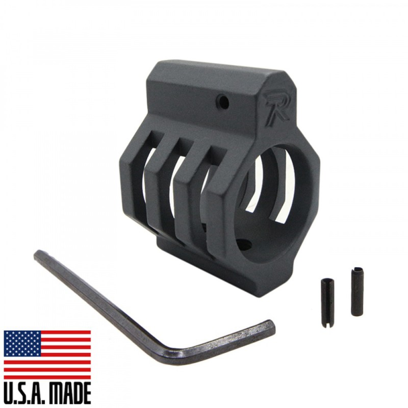 .750 Low Profile Steel Gas Block Caged with Roll Pins & Wrench -Cerakote Sniper Grey (MADE IN USA)